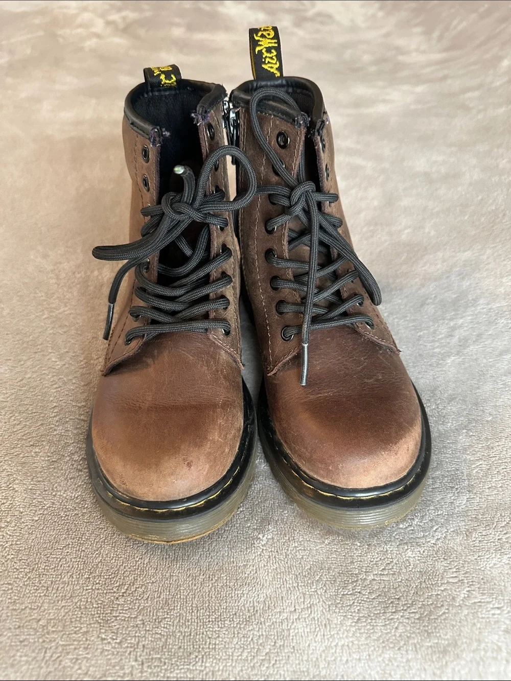Dr. Martens Delaney Kids Brown Leather Boots Size 13
